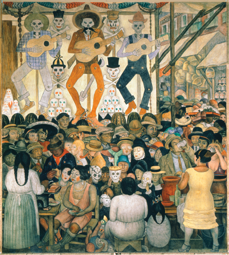 <strong> Diego Rivera's painting Día de Muertos offers which insight into society at his time?</strong> A)Existing gender norms must be questioned. B)The Mexican Day of the Dead is a reminder of high infant mortality rates. C)Carnivals such as the Mexican Day of the Dead offer the opportunity for satire and social critique. D)Urban dwellers had become decadent and should return to rural life.