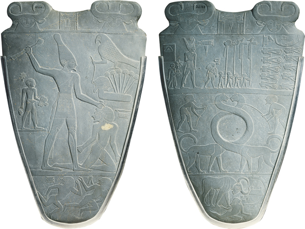 ​   What does the Palette of King Narmer glorify? A) Apotheosis B) Unification C) Peace D) War
