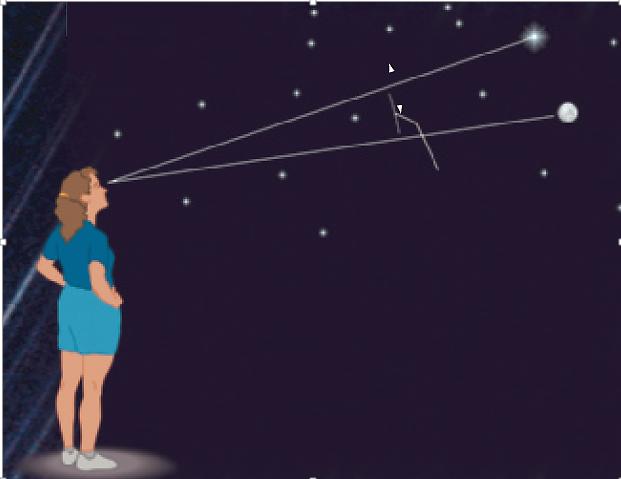   The Sky Around You - Page 19 In the above image, what is the observer measuring? A)  angle B)  arc C)  distance D)  angular distance E)  angular momentum