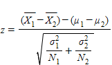 Given the following equation, the only difference between this and our original equation for z is:   A)  the original z required a normal distribution. B)  we have substituted information about differences in place of information about observations. C)  the equations are of the same general form. D)  both b)  and c) .