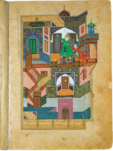 <strong> An artist produced this manuscript painting for which Islamic dynasty?</strong> A) Ottoman B) Timurid C) Abbasid D) Fatimid