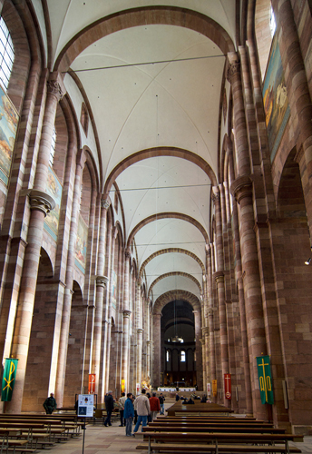 <strong> What innovation is evident in this nave?</strong> A) Rib vault B) Tribune C) Groin vault D) Stained glass