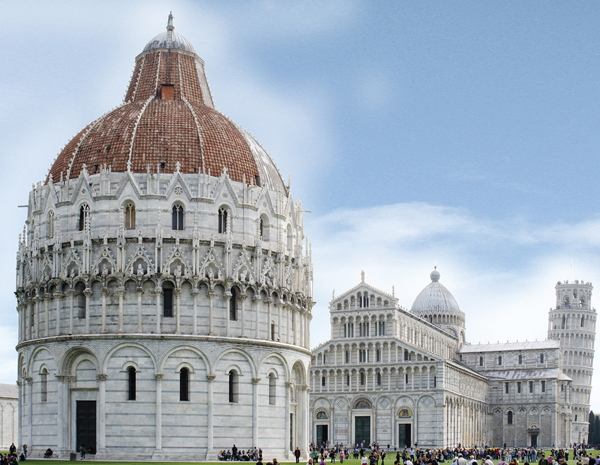 <strong> What is the location of this cathedral complex?</strong> A) Florence, Italy B) Pisa, Italy C) Venice, Italy D) Modena, Italy