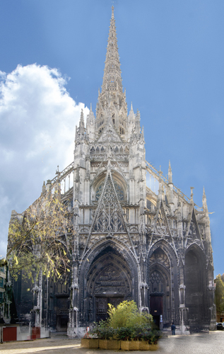​   What is the name of this Late Gothic Flamboyant church? A)  Notre-Dame, Paris B)  Saint-Maclou C)  Amiens Cathedral D)  Reims Cathedral