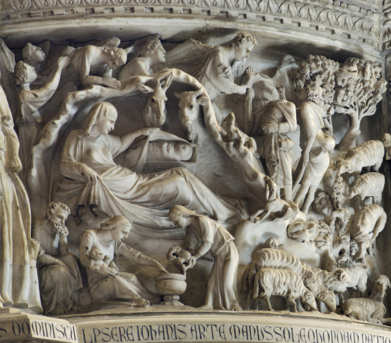 ​   Which earlier style accounts for the dynamic and emotional mood of this relief? A)  Italo-Byzantine B)  French Gothic C)  Hellenistic D)  Classical