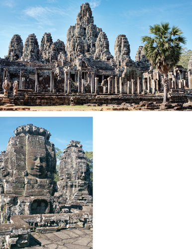 <strong> What is the location of this Buddhist temple?</strong> A) Vishvanatha Temple, Khajuraho B) Angkor Wat, Angkor C) Bayon, Angkor Thom D) Stupa, Borobudur