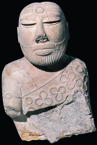 <strong> What is the findspot of this figure?</strong> A) Sanchi B) Mohenjo-daro C) Harappa D) Deogarh