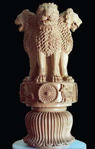 <strong> This lion capital was made during the reign of which king?</strong> A) Dareios B) Jayavarman VII C) Ashoka D) Suryavarman II