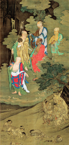 ​   Zhou Jichang uses color in this painting for symbolic purposes, in accordance with the writings of which individual? A)  Huizong B)  Confucius C)  Buddha D)  Xie