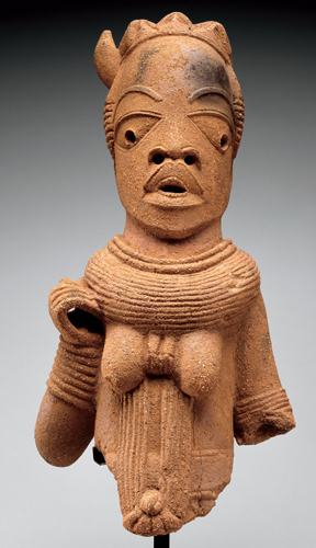 <strong> Which culture produced this figure of a woman?</strong> A) Ife B) Djenne C) Benin D) Nok