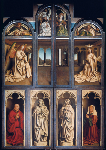 <strong> Who painted the Ghent Altarpiece ?</strong> A) Hans Memling B) Hubert and Jan van Eyck C) Hugo van der Goes D) Robert Campin