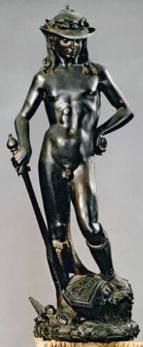 ​   Who created this statue of David for the Palazzo Medici? A)  Rossellino B)  Desiderius C)  Verrocchio D)  Donatello