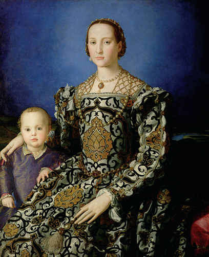 <strong> Which painter created this painting of mother-and-son pair Eleanora of Toledo and Giovanni de' Medici ?</strong> A) Anguissola B) Bronzino C) Tintoretto D) Romano