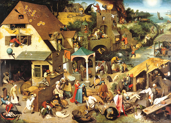 <strong> From what body of knowledge did Pieter Bruegel the Elder draw the many vignettes in this painting?</strong> A) Bible B) Laws C) Proverbs D) Fairytales