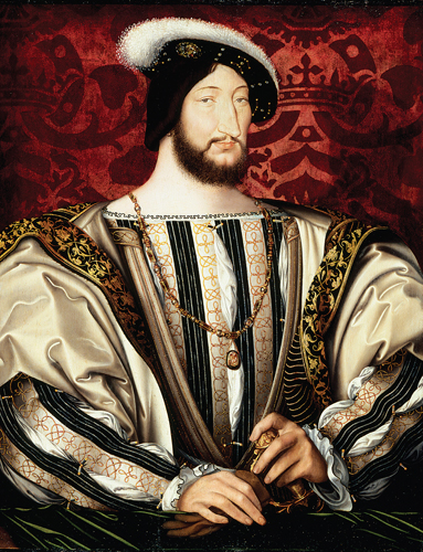<strong> Which artist created this tempera-and-oil portrait of Francis I?</strong> A) Hans Holbein the Younger B) Levina Teerlinc C) Jean Clouet D) Joachim Patinir