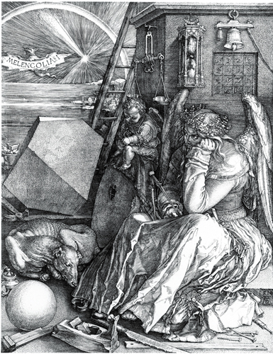 ​   In what medium did Dürer create his Melancholia I ? A)  Etching B)  Engraving C)  Drawing D)  Woodcut