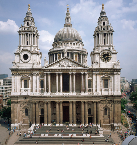 ​   Which of the following is NOT a recognizable influence on Wren's design for Saint Paul's Cathedral? A)  Michelangelo's dome of Saint Peter's B)  Borromini's facade of Sant'Ivo alla Sapienza C)  Palladio's facade of San Giorgio Maggiore D)  Jacopo Tedesco, Basilica of Saint Francis