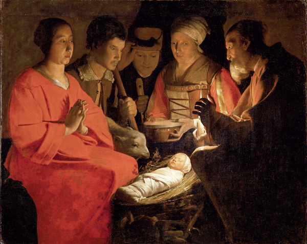 <strong> What is the title of this painting by Georges Le Tour?</strong> A) Adoration of the Magi B) Nativity C) Family of Country People D) Adoration of the Shepherds
