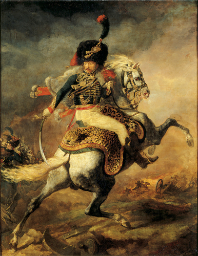 <strong> The brushwork and strongly foreshortened figures of Charging Chasseur reflect Géricault's emulation of which earlier painter?</strong> A) David B) Rubens C) Caravaggio D) Mantegna