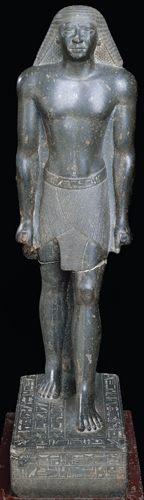 <strong> What is the name of the subject of this portrait?</strong> A) Menkaure B) Mentuemhet C) Ramses II D) Amenhotep