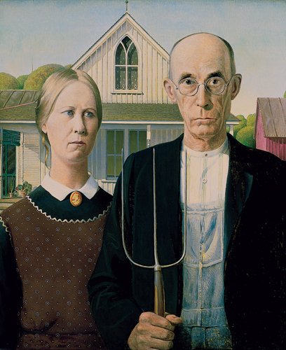 <strong> Grant Wood's painting American Gothic is an example of which painting style?</strong> A) Precisionism B) Futurism C) Regionalism D) Faurism