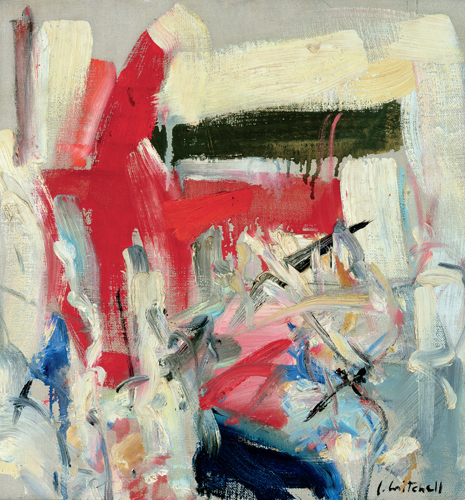 ​   Which female Abstract Expressionist artist painted this untitled work, with its asymmetrical composition? A)  Lee Krasner B)  Helen Frankenthaler C)  Joan Mitchell D)  Elaine de Kooning