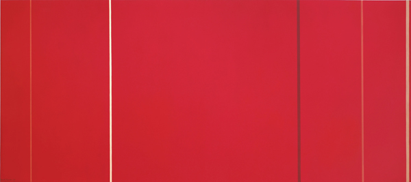 ​   By what term did Barnett Newman refer to the narrow lines that run vertically through the color fields of his paintings? A)  Bands B)  Veins C)  Zips D)  Accents