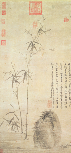 <strong> Which Yuan painter created Stalks of Bamboo by a Rock ?</strong> A) Huang Gongwang B) Wu Shen C) Guan Daosheng D) Zhao Mengfu