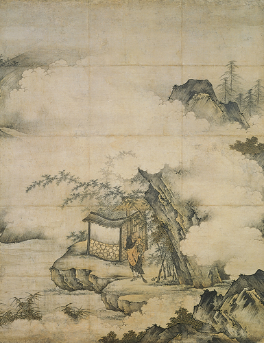 ​   The precision of the brushwork and the ink lines in Zen Patriarch Xiangyen Zhixian Sweeping with a Broom marks it as a product of which school of painting? A)  Rinzai school B)  Kano School C)  Rinpa School D)  Soto school