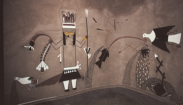 <strong> This Ancestral Puebloan mural decorated a male council house, referred to by what term?</strong> A) Avanyu B) Tipi C) Kiva D) Katsina