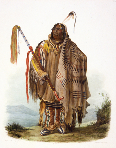 <strong> The warrior depicted in this engraving was a member of which group?</strong> A) Apache B) Hidatsa C) Hopi D) Kwakiutl