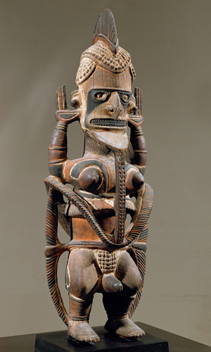 <strong> This uli statue from New Ireland was used in a malanggan ceremony that had what as its focus?</strong> A) Fertility rite B) Female education C) Ancestor cult D) Blessing on travel