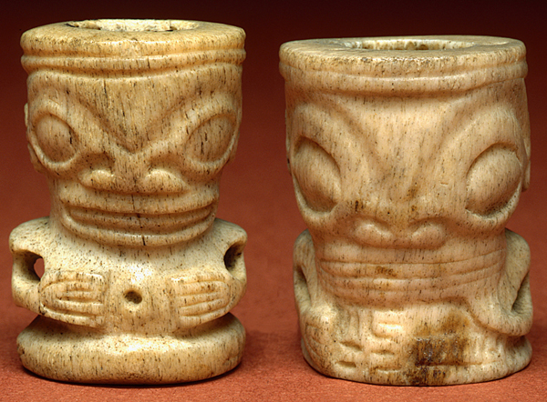 <strong> In the Marquesas Islands, what was the function of ivi p'o such as the ones illustrated?</strong> A) Finger rings B) Hair ornaments C) Drinking cups D) Pigment holders