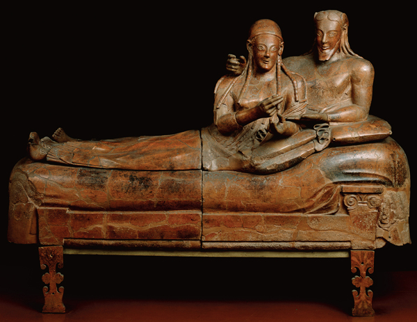​   What is the material of the object shown? A)  Painted marble B)  Painted wood C)  Painted terracotta D)  Faience and niello