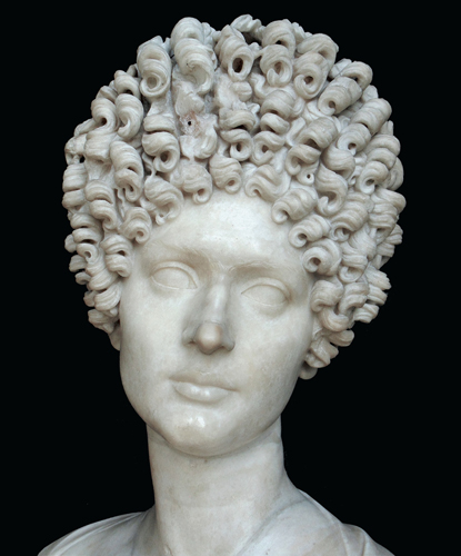 <strong> What technique was used to create the hairstyle of this portrait?</strong> A) Lost wax B) Carving C) Repoussé D) Drilling