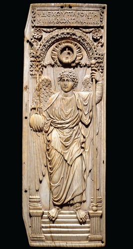 <strong> What is the material of this artwork?</strong> A) Wood B) Ebony C) Ivory D) Plaster
