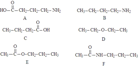 Consider the following compounds.   These compound may be involved in the following types of reaction.  amidation esterification saponification condensation hydrolysis polymerization Fill in the blanks with the appropriate term from the list. More than one term may be correct. -Molecules of structure A could react with other molecules of A in a(n) ________________reaction to produce a very large molecule.