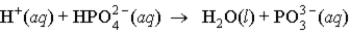When a solution of HF (a weak acid)  is added to a solution containing HPO<sub>4</sub><sup>2-</sup> (here, a base) , the equation for reaction that occurs is: A)    B)    C)    D)   