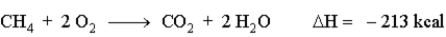 When natural gas (predominantly methane, CH<sub>4</sub>)  burns in air. The following reaction occurs. How much energy is involved in the combustion of 13.0 g of methane?   A)    kcal B)  16.4 kcal C)  173 kcal D)  0.979 kcal