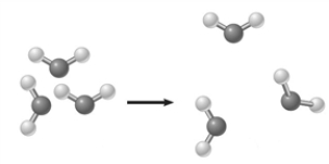 Complete each of the following sentences using one of the terms listed below.  physical change chemical change reactant product coefficient physical state -The image below represents a________________.  
