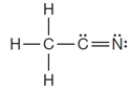 Using normal bonding requirements for atoms, the following correctly shows the bonding in a compound with the formula C<sub>2</sub>H<sub>3</sub>N.  