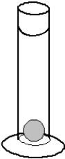 In an experiment a solid sphere is placed in a cylinder containing the organic solvent cyclohexane (density = 0.778 g/mL) .   Based on this picture, the sphere has a density: A)  greater than 0.778 g/mL B)  less than 0.778 g/mL C)  about the same as 0.778 g/mL D)  The image does not provide enough information to answer.