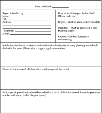     style= vertical-align: 0px;  width= 360px  height= 398px What report is displayed in the table above? A) Sample disaster planning risk assessment report B) Sample disaster planning monitoring report C) Sample disaster recovery procedure inventory sheet D) Technology design and marketing cycles