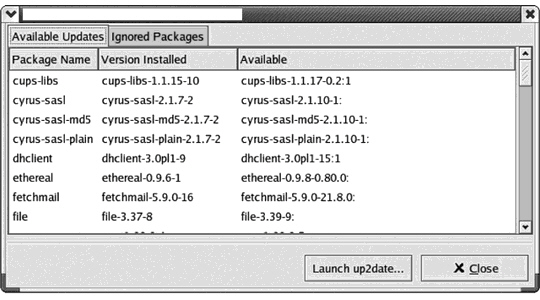   What is displayed in the figure above? A)  Windows Update Setup Wizard B)  Red Hat Network Alert Notification Tool C)  Mac OS X Software Update Tool D)  None of the above