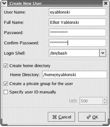   Which operating system uses the dialog in the figure above to create accounts? A)  Windows Server 2003 B)  Red Hat Linux C)  Mac OS X D)  Netware 6.x