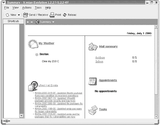   What is displayed in the figure above? A)  Outlook Express B)  Apple Mail C)  Evolution Mail configuration options D)  Evolution Mail Summary view