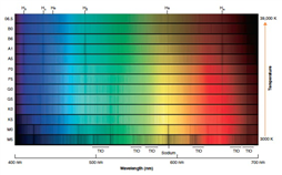   What kind of spectra is shown in the color photographs above? A)  emission B)  absorption C)  continuous D)  thermal
