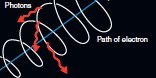   The electron spirals around a magnetic field line and emits photons in a process called _________________. A)  synchrotron radiation B)  nuclear fusion C)  nuclear fission D)  an accretion disk