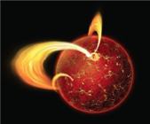    The above cartoon is of a neutron star with a strong magnetic field. We call this a pulsar planet.