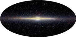 The figure shows an image of a galaxy at dust-penetrating wavelengths. It can be classified as which one of the following galactic types?   A)  spiral B)  irregular C)  elliptical D)  red giant